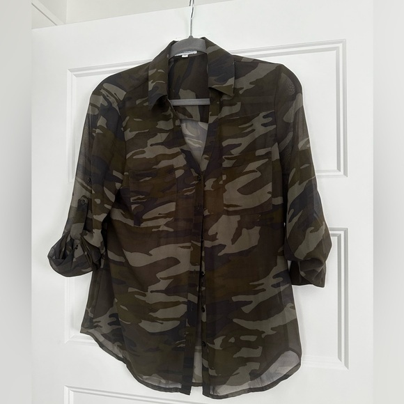 Express Tops - Express Portofino camouflage Button-Up Shirt